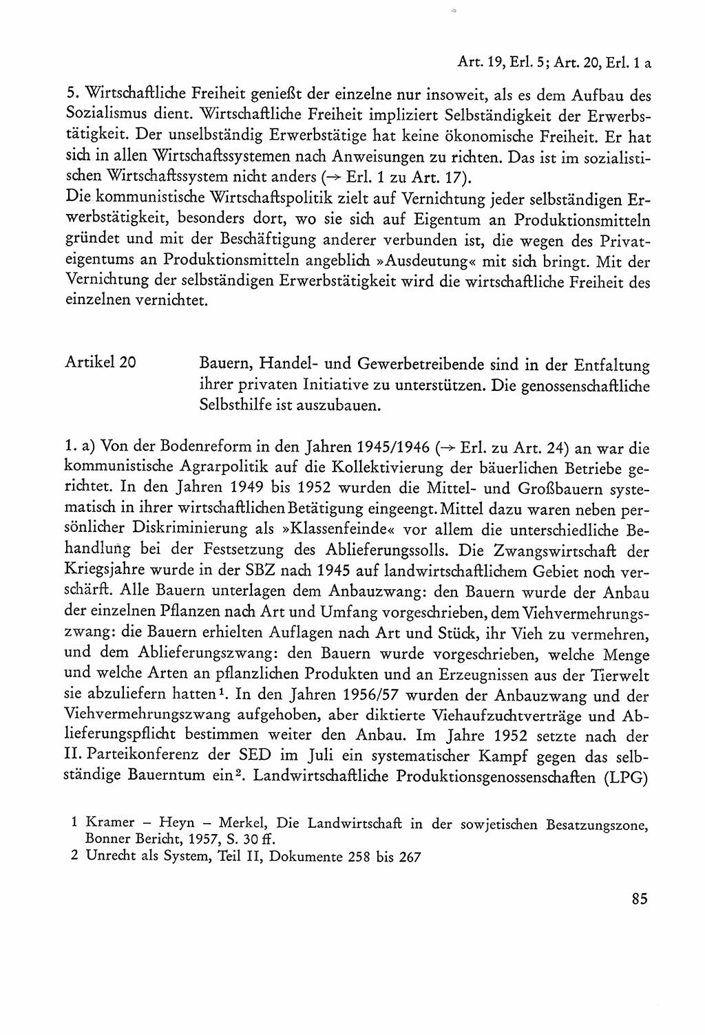 Verfassung der Sowjetischen Besatzungszone (SBZ) Deutschlands [Deutsche Demokratische Republik (DDR)], Text und Kommentar [Bundesrepublik Deutschland (BRD)] 1962, Seite 85 (Verf. SBZ Dtl. DDR Komm. BRD 1962, S. 85)