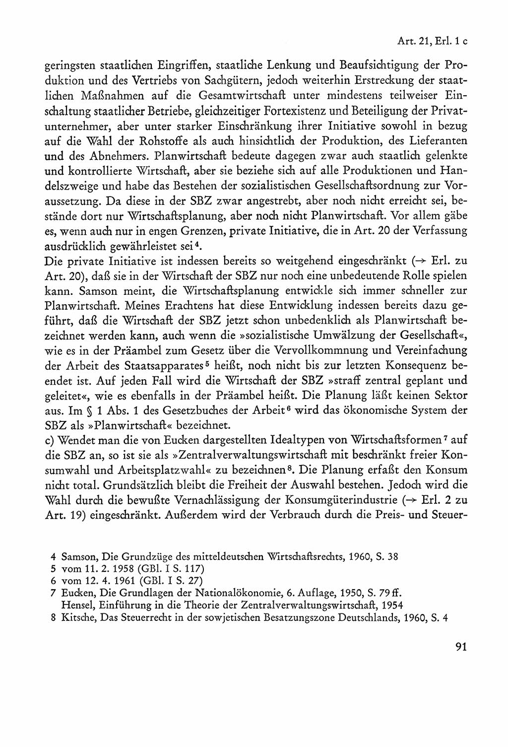 Verfassung der Sowjetischen Besatzungszone (SBZ) Deutschlands [Deutsche Demokratische Republik (DDR)], Text und Kommentar [Bundesrepublik Deutschland (BRD)] 1962, Seite 91 (Verf. SBZ Dtl. DDR Komm. BRD 1962, S. 91)