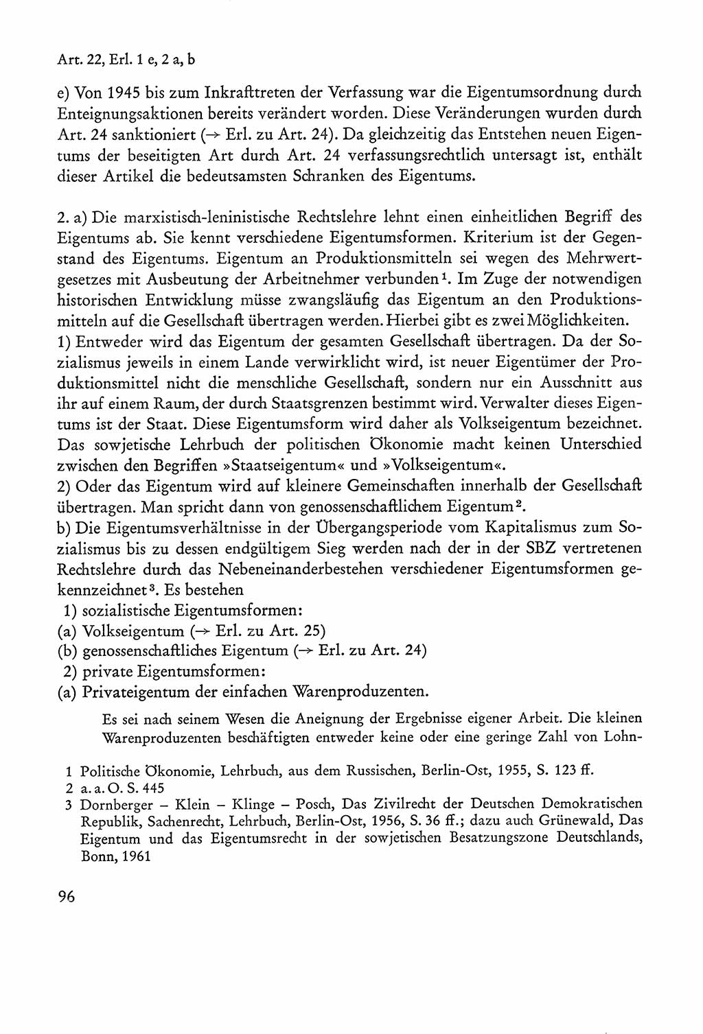 Verfassung der Sowjetischen Besatzungszone (SBZ) Deutschlands [Deutsche Demokratische Republik (DDR)], Text und Kommentar [Bundesrepublik Deutschland (BRD)] 1962, Seite 96 (Verf. SBZ Dtl. DDR Komm. BRD 1962, S. 96)