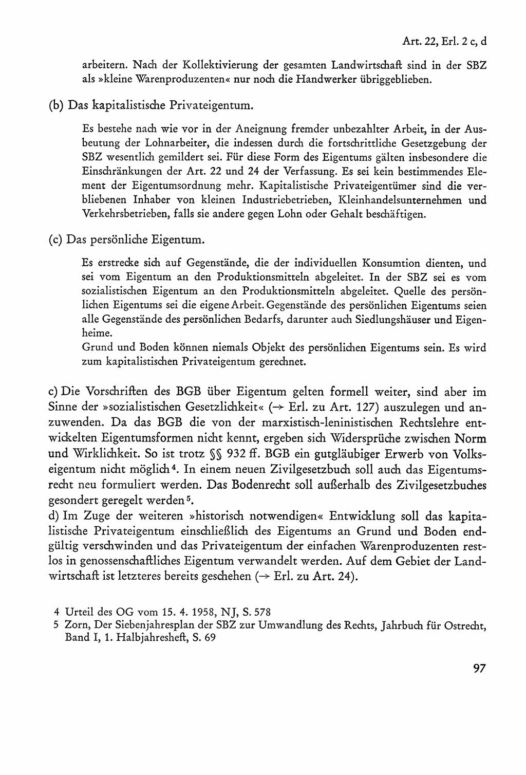 Verfassung der Sowjetischen Besatzungszone (SBZ) Deutschlands [Deutsche Demokratische Republik (DDR)], Text und Kommentar [Bundesrepublik Deutschland (BRD)] 1962, Seite 97 (Verf. SBZ Dtl. DDR Komm. BRD 1962, S. 97)