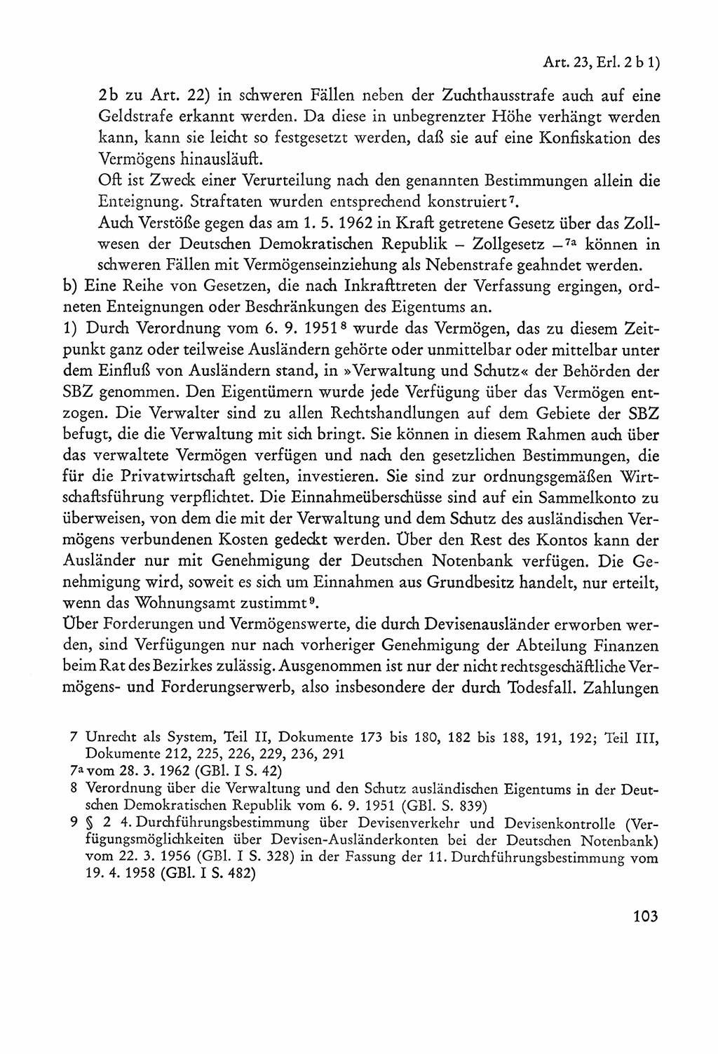 Verfassung der Sowjetischen Besatzungszone (SBZ) Deutschlands [Deutsche Demokratische Republik (DDR)], Text und Kommentar [Bundesrepublik Deutschland (BRD)] 1962, Seite 103 (Verf. SBZ Dtl. DDR Komm. BRD 1962, S. 103)