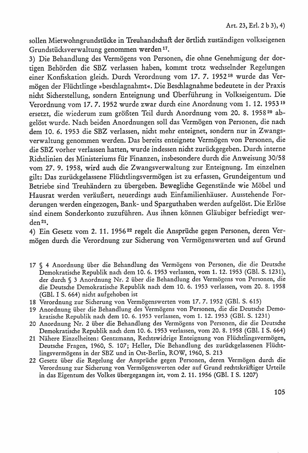 Verfassung der Sowjetischen Besatzungszone (SBZ) Deutschlands [Deutsche Demokratische Republik (DDR)], Text und Kommentar [Bundesrepublik Deutschland (BRD)] 1962, Seite 105 (Verf. SBZ Dtl. DDR Komm. BRD 1962, S. 105)