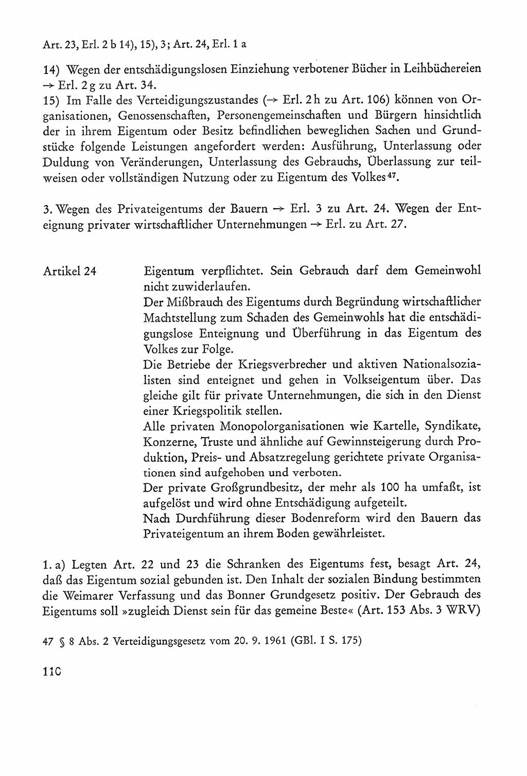 Verfassung der Sowjetischen Besatzungszone (SBZ) Deutschlands [Deutsche Demokratische Republik (DDR)], Text und Kommentar [Bundesrepublik Deutschland (BRD)] 1962, Seite 110 (Verf. SBZ Dtl. DDR Komm. BRD 1962, S. 110)