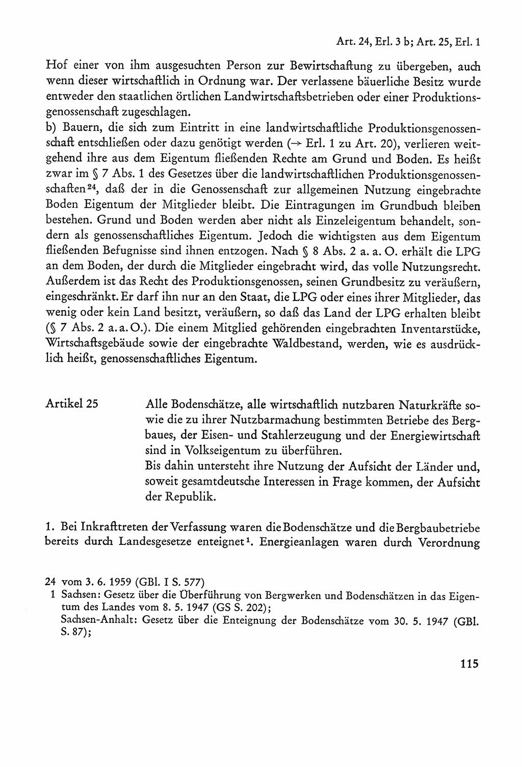 Verfassung der Sowjetischen Besatzungszone (SBZ) Deutschlands [Deutsche Demokratische Republik (DDR)], Text und Kommentar [Bundesrepublik Deutschland (BRD)] 1962, Seite 115 (Verf. SBZ Dtl. DDR Komm. BRD 1962, S. 115)