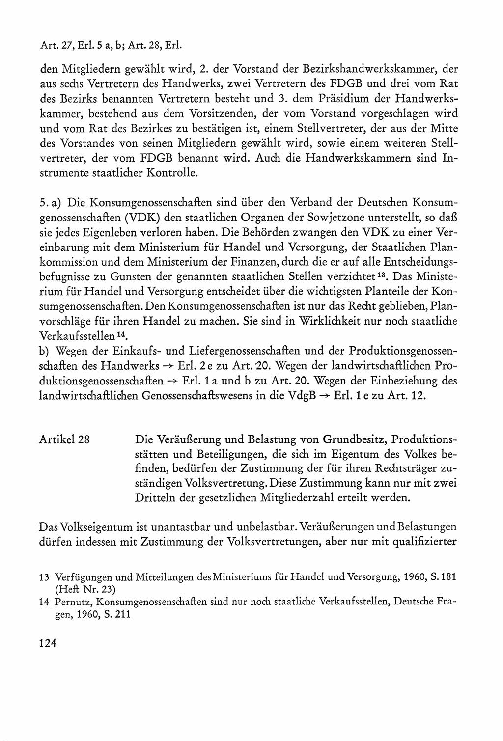 Verfassung der Sowjetischen Besatzungszone (SBZ) Deutschlands [Deutsche Demokratische Republik (DDR)], Text und Kommentar [Bundesrepublik Deutschland (BRD)] 1962, Seite 124 (Verf. SBZ Dtl. DDR Komm. BRD 1962, S. 124)