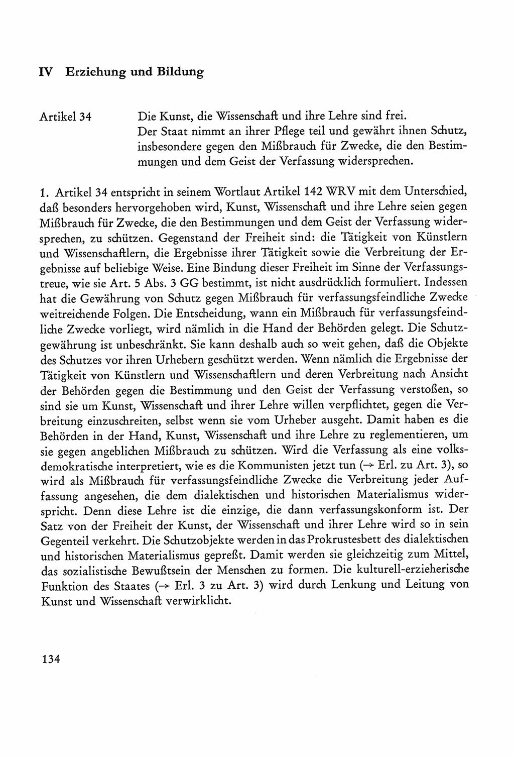 Verfassung der Sowjetischen Besatzungszone (SBZ) Deutschlands [Deutsche Demokratische Republik (DDR)], Text und Kommentar [Bundesrepublik Deutschland (BRD)] 1962, Seite 134 (Verf. SBZ Dtl. DDR Komm. BRD 1962, S. 134)