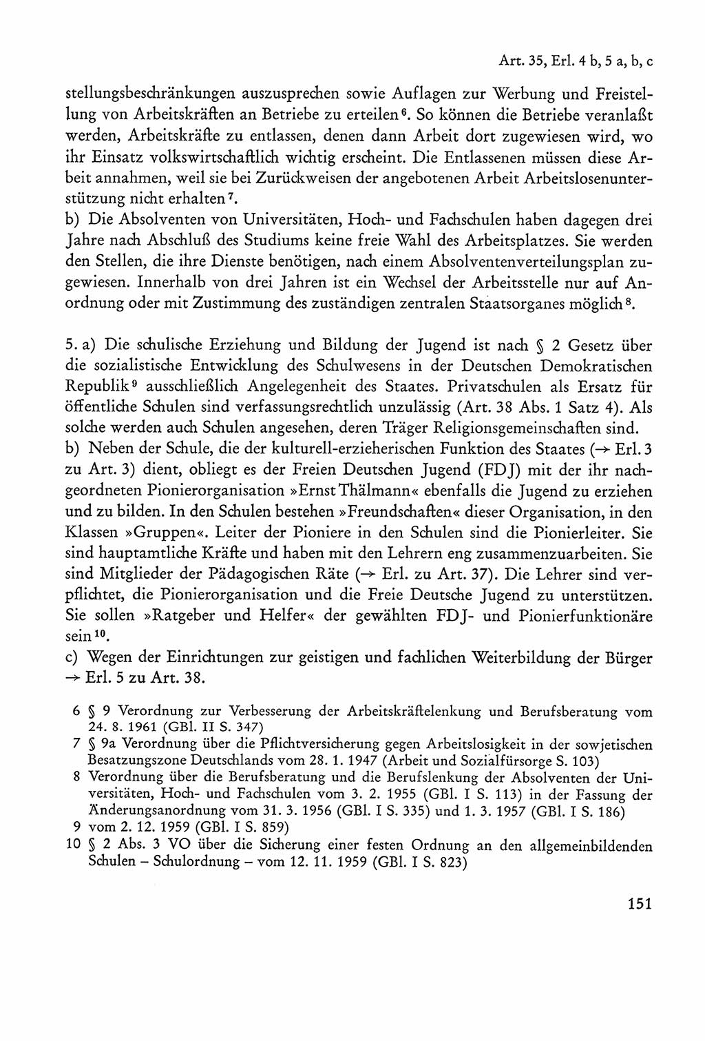 Verfassung der Sowjetischen Besatzungszone (SBZ) Deutschlands [Deutsche Demokratische Republik (DDR)], Text und Kommentar [Bundesrepublik Deutschland (BRD)] 1962, Seite 151 (Verf. SBZ Dtl. DDR Komm. BRD 1962, S. 151)