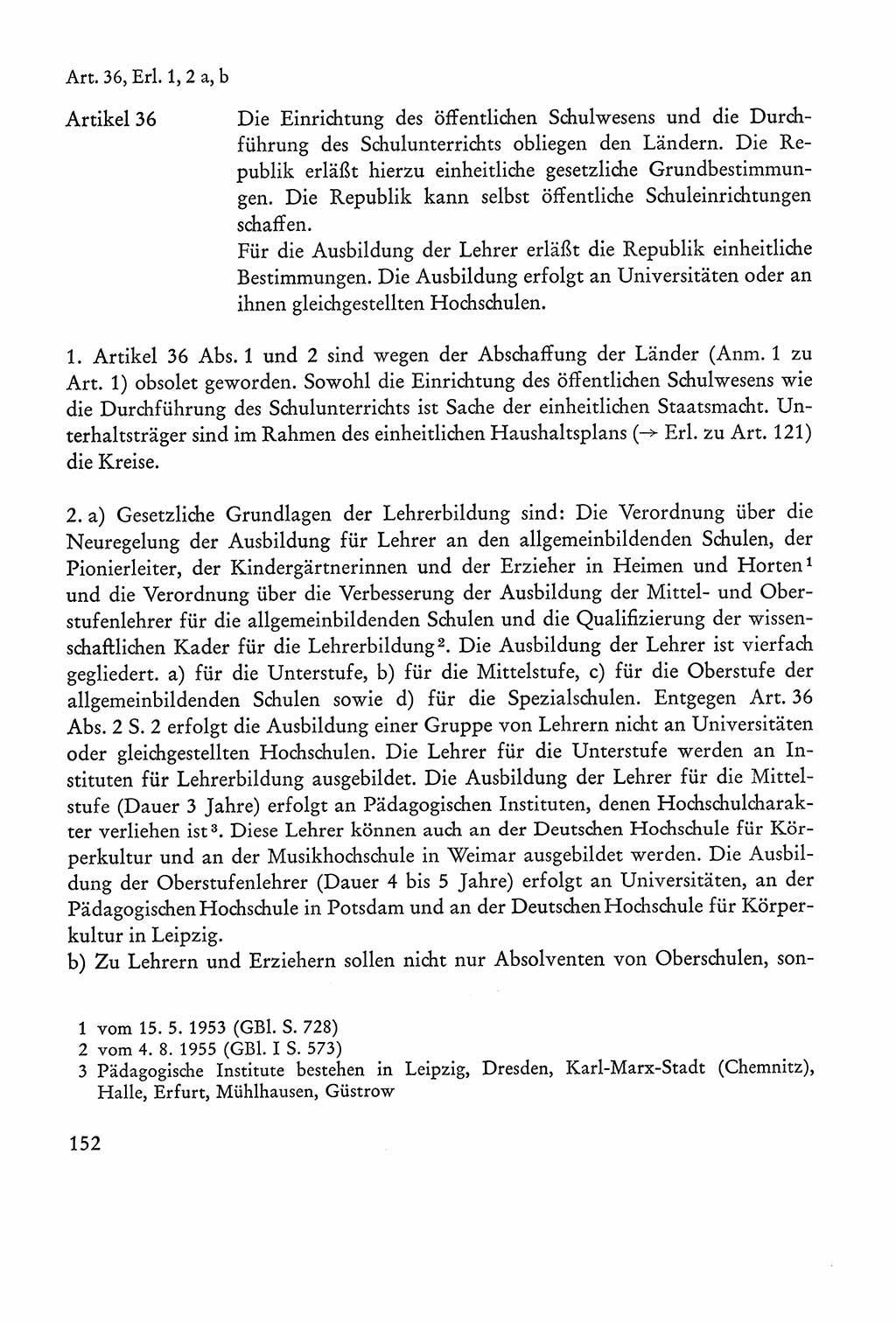 Verfassung der Sowjetischen Besatzungszone (SBZ) Deutschlands [Deutsche Demokratische Republik (DDR)], Text und Kommentar [Bundesrepublik Deutschland (BRD)] 1962, Seite 152 (Verf. SBZ Dtl. DDR Komm. BRD 1962, S. 152)