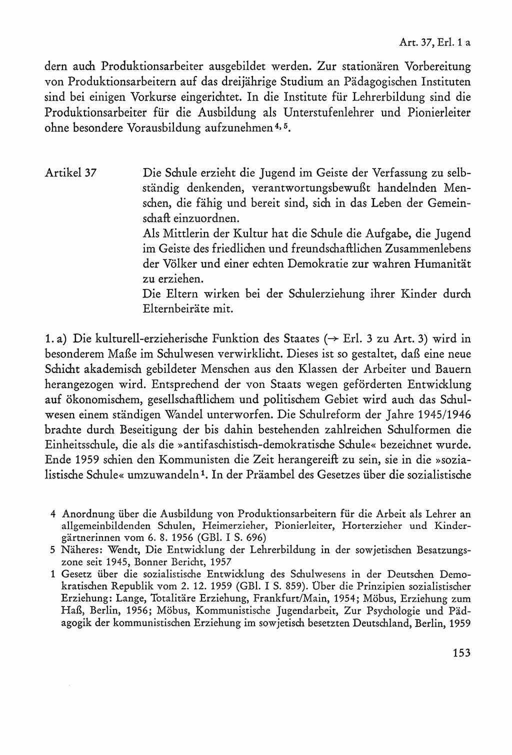 Verfassung der Sowjetischen Besatzungszone (SBZ) Deutschlands [Deutsche Demokratische Republik (DDR)], Text und Kommentar [Bundesrepublik Deutschland (BRD)] 1962, Seite 153 (Verf. SBZ Dtl. DDR Komm. BRD 1962, S. 153)