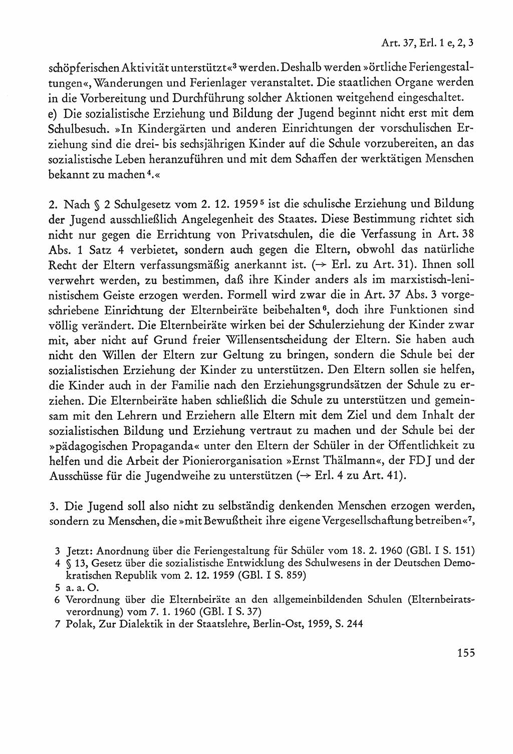 Verfassung der Sowjetischen Besatzungszone (SBZ) Deutschlands [Deutsche Demokratische Republik (DDR)], Text und Kommentar [Bundesrepublik Deutschland (BRD)] 1962, Seite 155 (Verf. SBZ Dtl. DDR Komm. BRD 1962, S. 155)