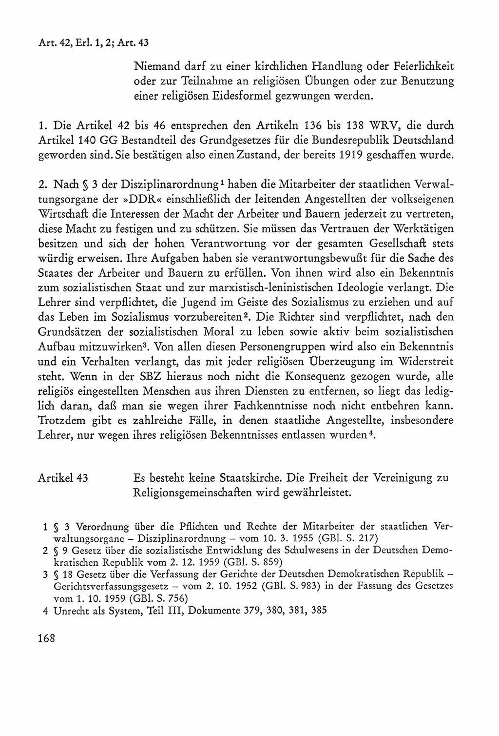 Verfassung der Sowjetischen Besatzungszone (SBZ) Deutschlands [Deutsche Demokratische Republik (DDR)], Text und Kommentar [Bundesrepublik Deutschland (BRD)] 1962, Seite 168 (Verf. SBZ Dtl. DDR Komm. BRD 1962, S. 168)