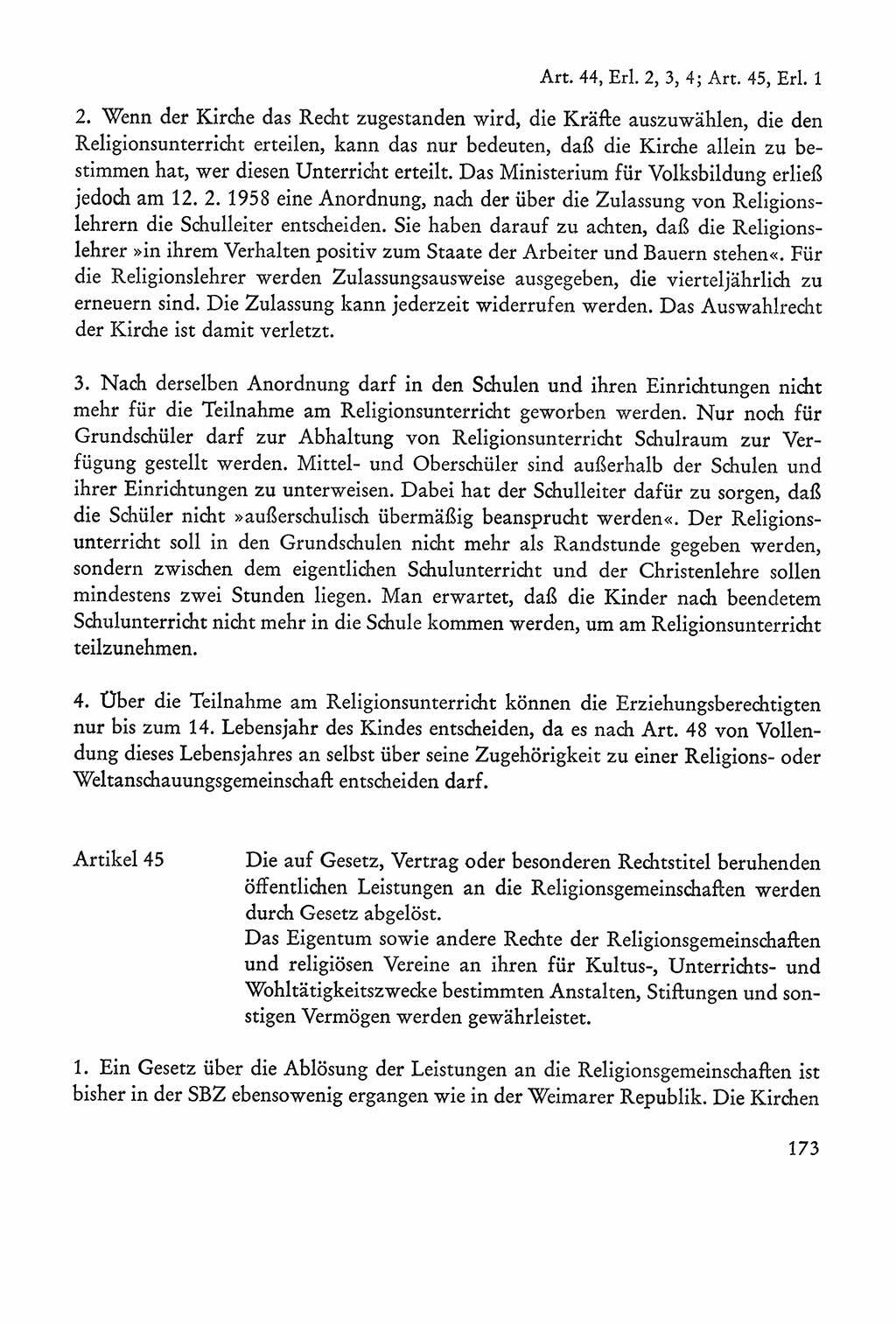 Verfassung der Sowjetischen Besatzungszone (SBZ) Deutschlands [Deutsche Demokratische Republik (DDR)], Text und Kommentar [Bundesrepublik Deutschland (BRD)] 1962, Seite 173 (Verf. SBZ Dtl. DDR Komm. BRD 1962, S. 173)