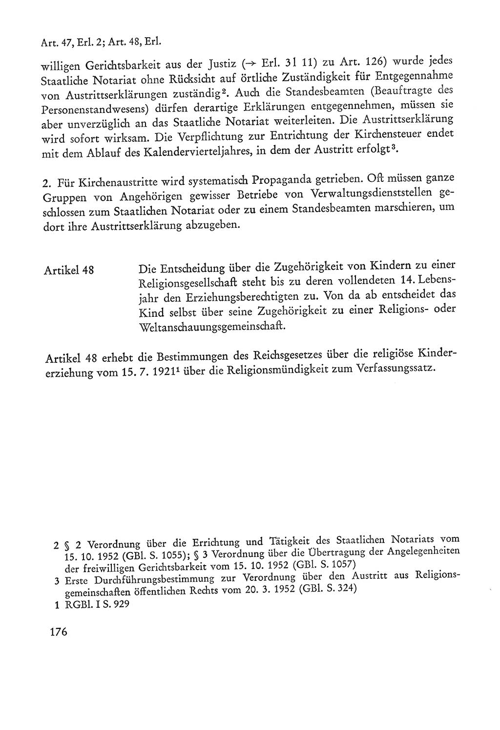 Verfassung der Sowjetischen Besatzungszone (SBZ) Deutschlands [Deutsche Demokratische Republik (DDR)], Text und Kommentar [Bundesrepublik Deutschland (BRD)] 1962, Seite 176 (Verf. SBZ Dtl. DDR Komm. BRD 1962, S. 176)