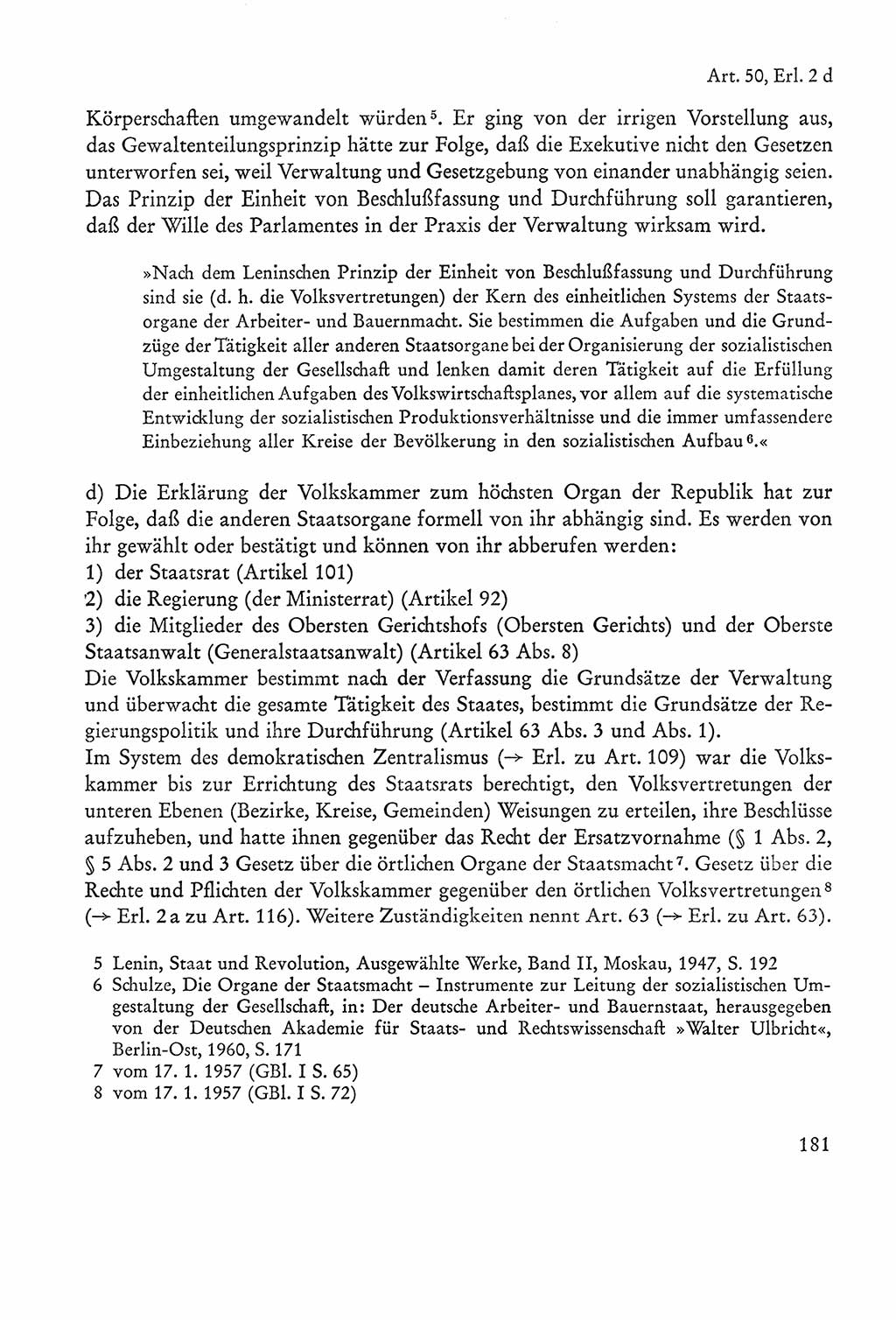 Verfassung der Sowjetischen Besatzungszone (SBZ) Deutschlands [Deutsche Demokratische Republik (DDR)], Text und Kommentar [Bundesrepublik Deutschland (BRD)] 1962, Seite 181 (Verf. SBZ Dtl. DDR Komm. BRD 1962, S. 181)