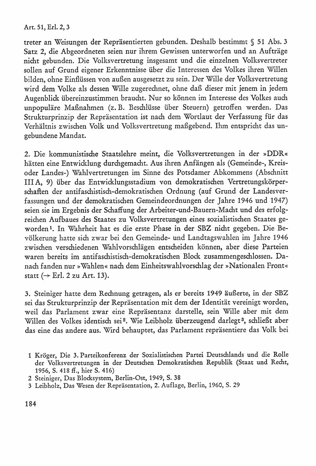 Verfassung der Sowjetischen Besatzungszone (SBZ) Deutschlands [Deutsche Demokratische Republik (DDR)], Text und Kommentar [Bundesrepublik Deutschland (BRD)] 1962, Seite 184 (Verf. SBZ Dtl. DDR Komm. BRD 1962, S. 184)