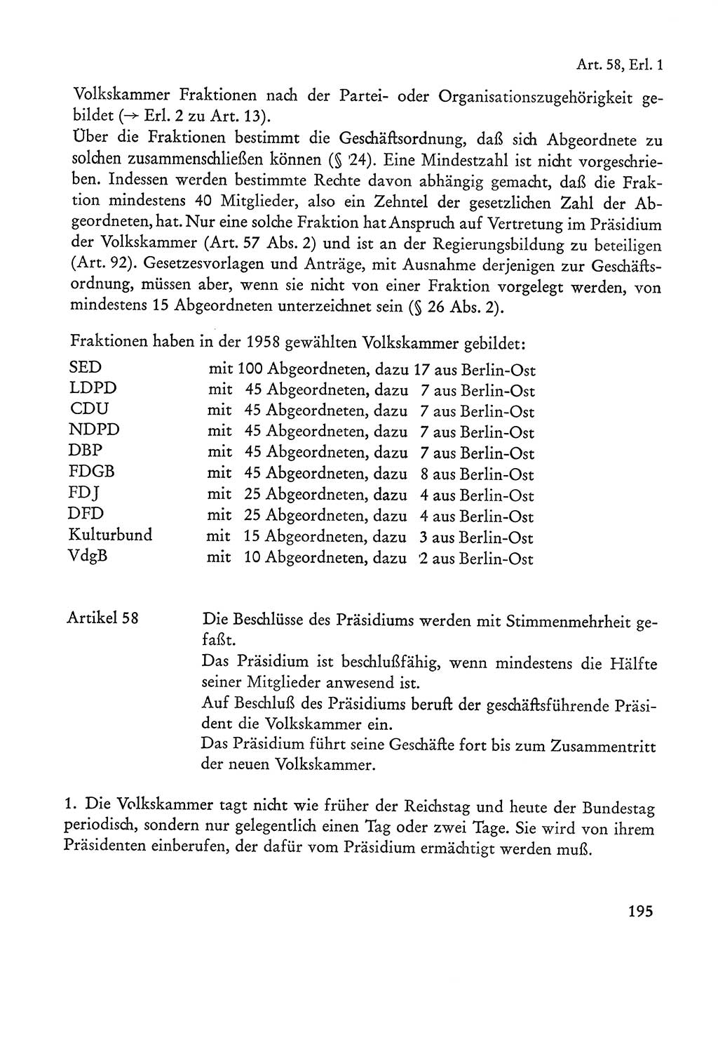 Verfassung der Sowjetischen Besatzungszone (SBZ) Deutschlands [Deutsche Demokratische Republik (DDR)], Text und Kommentar [Bundesrepublik Deutschland (BRD)] 1962, Seite 195 (Verf. SBZ Dtl. DDR Komm. BRD 1962, S. 195)