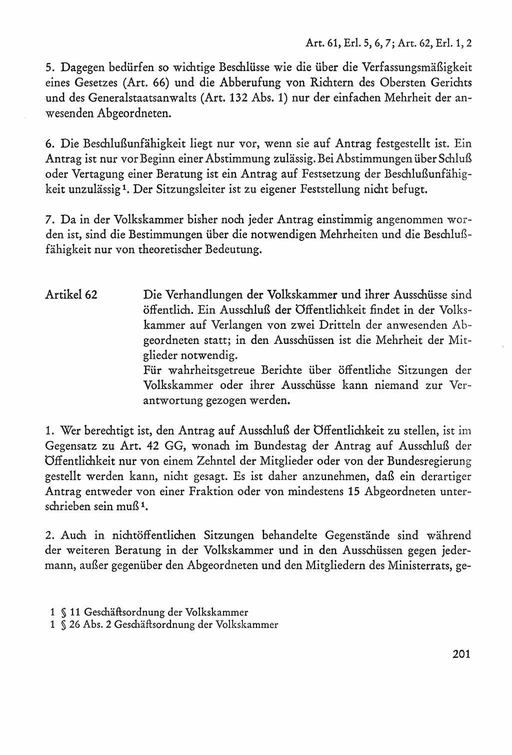 Verfassung der Sowjetischen Besatzungszone (SBZ) Deutschlands [Deutsche Demokratische Republik (DDR)], Text und Kommentar [Bundesrepublik Deutschland (BRD)] 1962, Seite 201 (Verf. SBZ Dtl. DDR Komm. BRD 1962, S. 201)