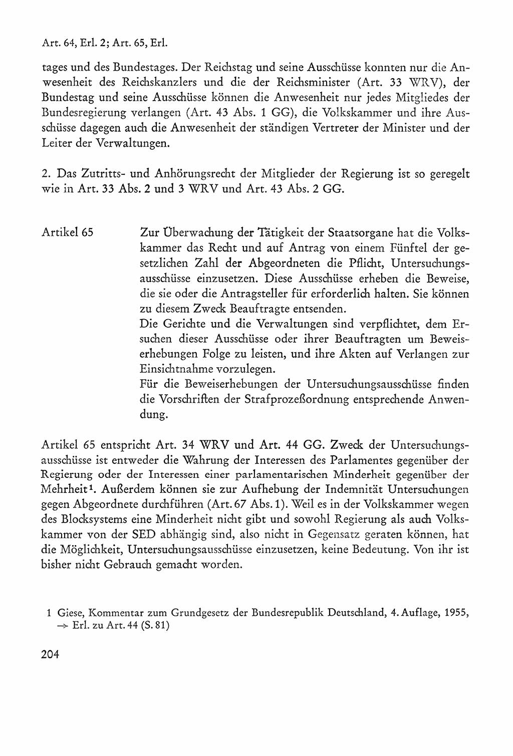 Verfassung der Sowjetischen Besatzungszone (SBZ) Deutschlands [Deutsche Demokratische Republik (DDR)], Text und Kommentar [Bundesrepublik Deutschland (BRD)] 1962, Seite 204 (Verf. SBZ Dtl. DDR Komm. BRD 1962, S. 204)