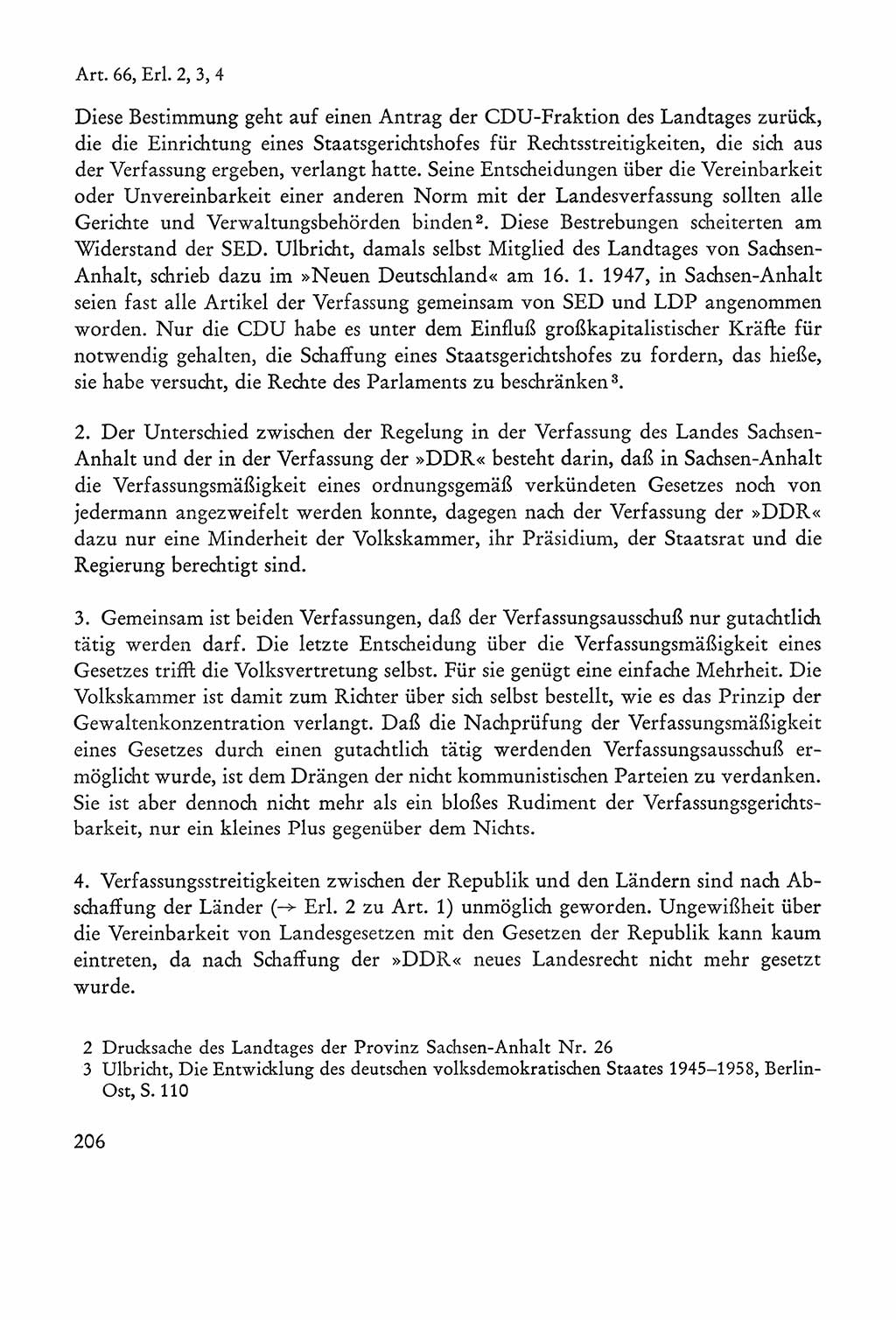 Verfassung der Sowjetischen Besatzungszone (SBZ) Deutschlands [Deutsche Demokratische Republik (DDR)], Text und Kommentar [Bundesrepublik Deutschland (BRD)] 1962, Seite 206 (Verf. SBZ Dtl. DDR Komm. BRD 1962, S. 206)