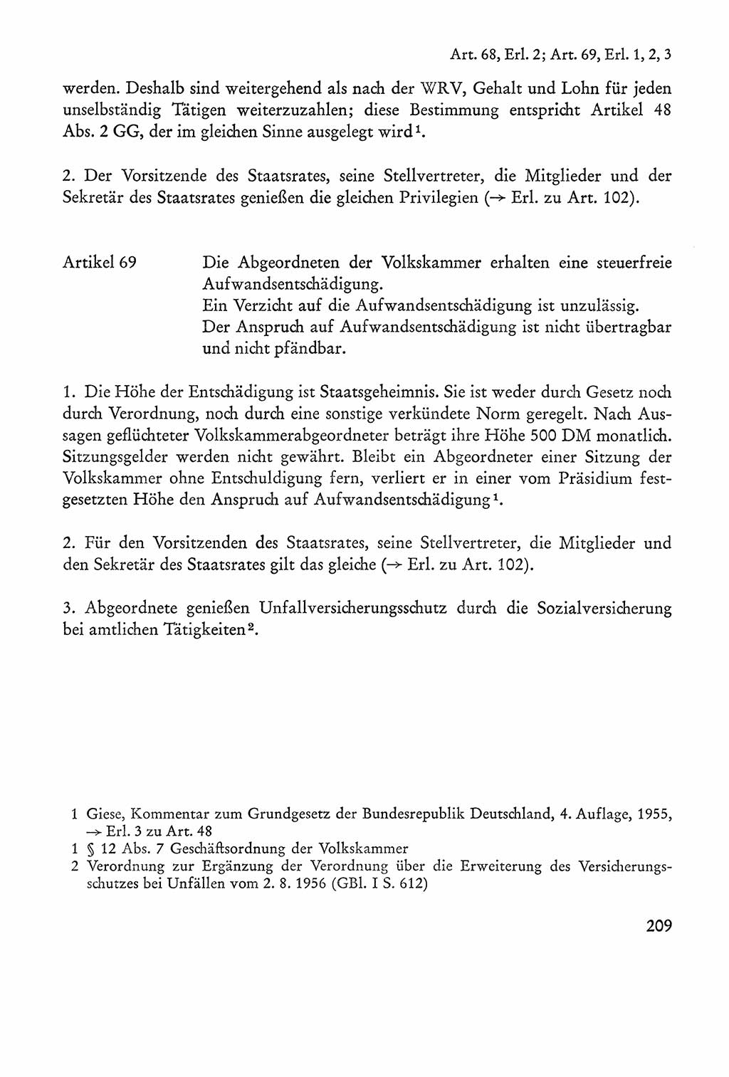 Verfassung der Sowjetischen Besatzungszone (SBZ) Deutschlands [Deutsche Demokratische Republik (DDR)], Text und Kommentar [Bundesrepublik Deutschland (BRD)] 1962, Seite 209 (Verf. SBZ Dtl. DDR Komm. BRD 1962, S. 209)