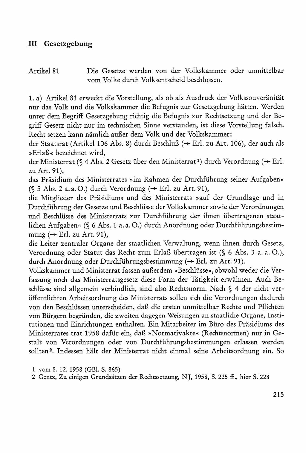 Verfassung der Sowjetischen Besatzungszone (SBZ) Deutschlands [Deutsche Demokratische Republik (DDR)], Text und Kommentar [Bundesrepublik Deutschland (BRD)] 1962, Seite 215 (Verf. SBZ Dtl. DDR Komm. BRD 1962, S. 215)
