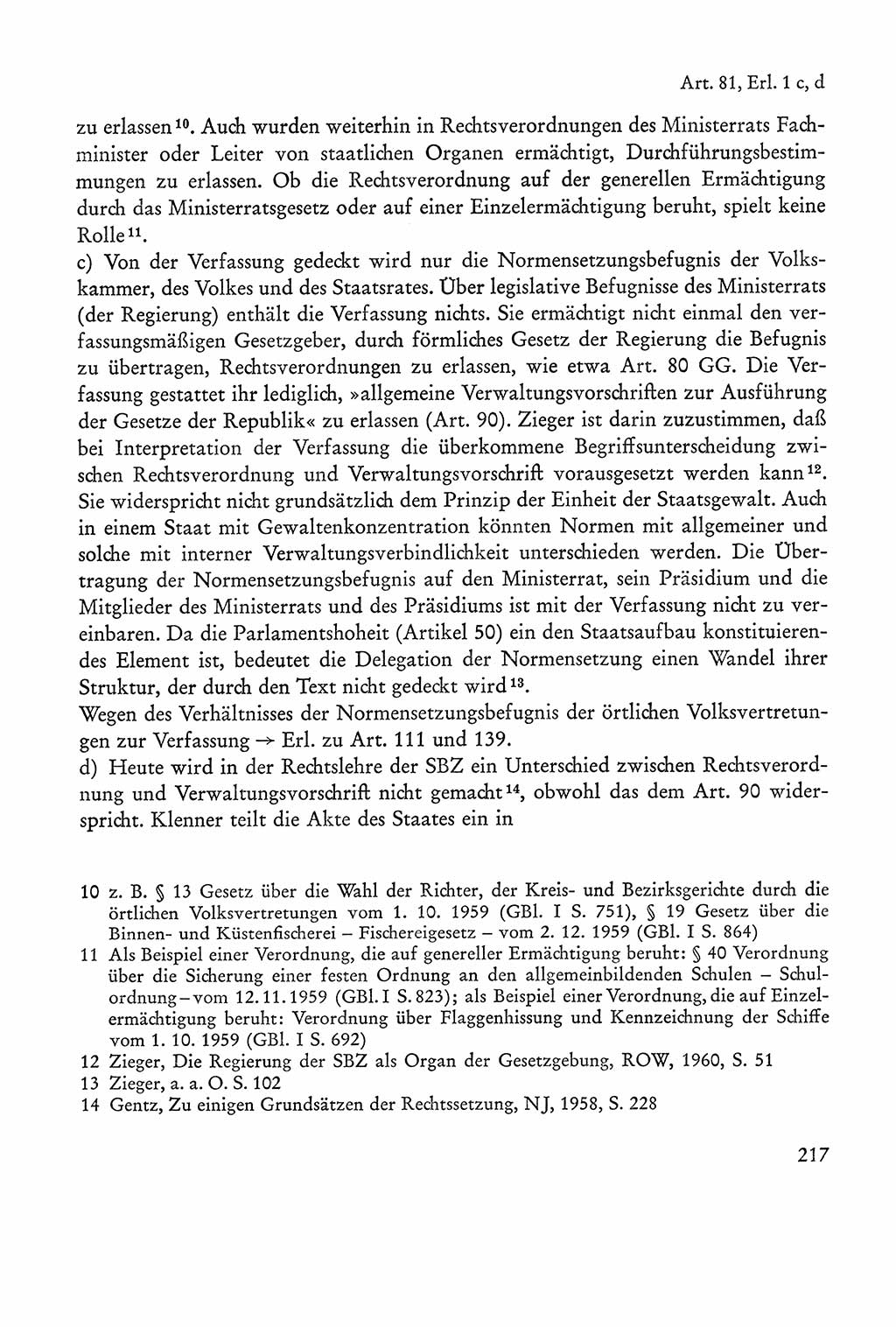 Verfassung der Sowjetischen Besatzungszone (SBZ) Deutschlands [Deutsche Demokratische Republik (DDR)], Text und Kommentar [Bundesrepublik Deutschland (BRD)] 1962, Seite 217 (Verf. SBZ Dtl. DDR Komm. BRD 1962, S. 217)