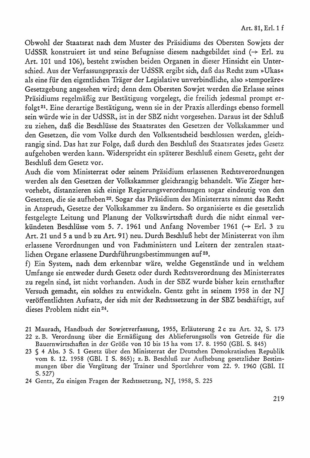 Verfassung der Sowjetischen Besatzungszone (SBZ) Deutschlands [Deutsche Demokratische Republik (DDR)], Text und Kommentar [Bundesrepublik Deutschland (BRD)] 1962, Seite 219 (Verf. SBZ Dtl. DDR Komm. BRD 1962, S. 219)