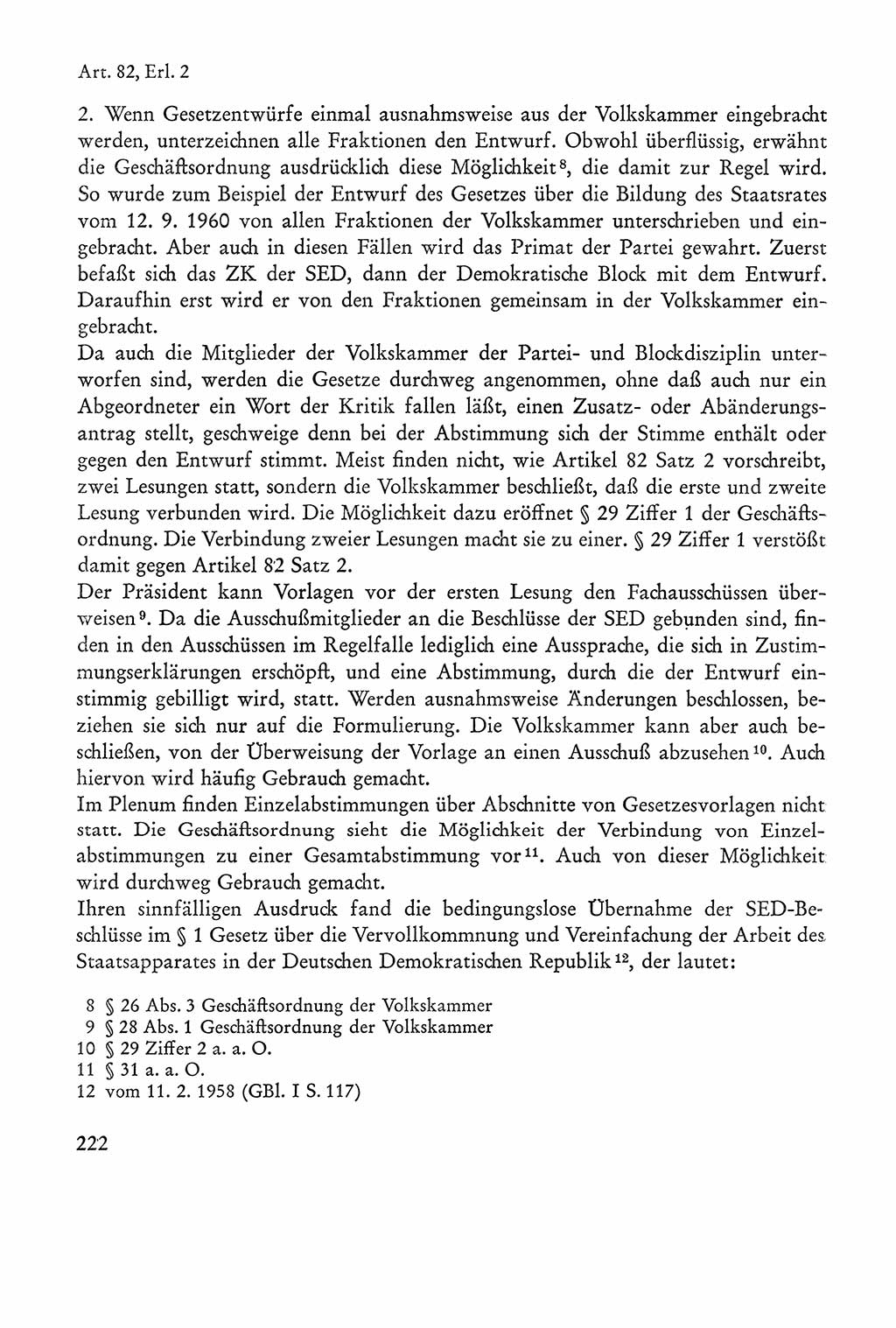 Verfassung der Sowjetischen Besatzungszone (SBZ) Deutschlands [Deutsche Demokratische Republik (DDR)], Text und Kommentar [Bundesrepublik Deutschland (BRD)] 1962, Seite 222 (Verf. SBZ Dtl. DDR Komm. BRD 1962, S. 222)