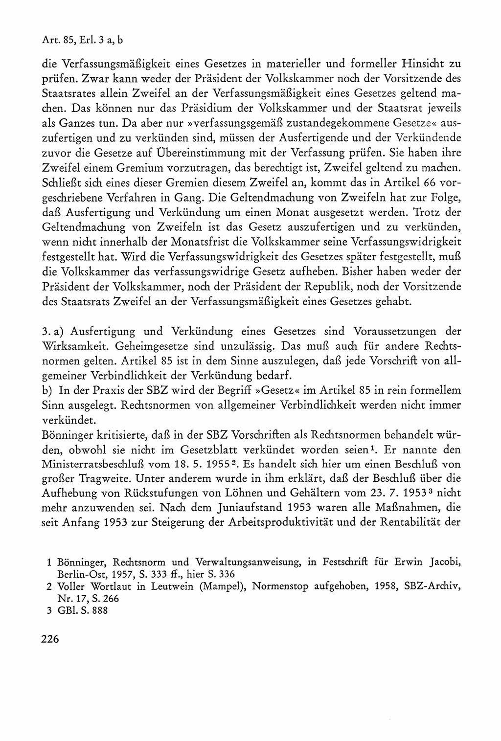 Verfassung der Sowjetischen Besatzungszone (SBZ) Deutschlands [Deutsche Demokratische Republik (DDR)], Text und Kommentar [Bundesrepublik Deutschland (BRD)] 1962, Seite 226 (Verf. SBZ Dtl. DDR Komm. BRD 1962, S. 226)