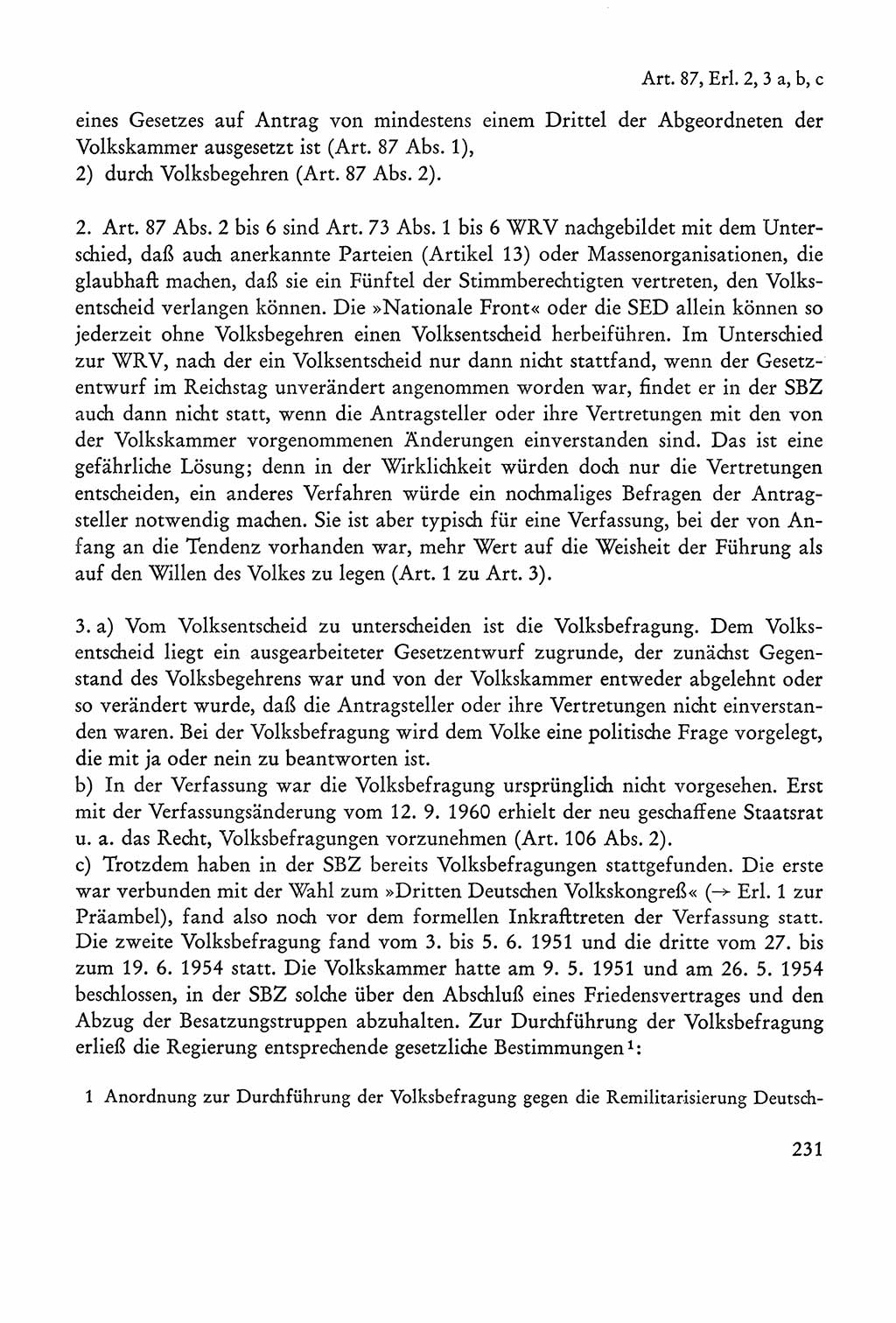 Verfassung der Sowjetischen Besatzungszone (SBZ) Deutschlands [Deutsche Demokratische Republik (DDR)], Text und Kommentar [Bundesrepublik Deutschland (BRD)] 1962, Seite 231 (Verf. SBZ Dtl. DDR Komm. BRD 1962, S. 231)