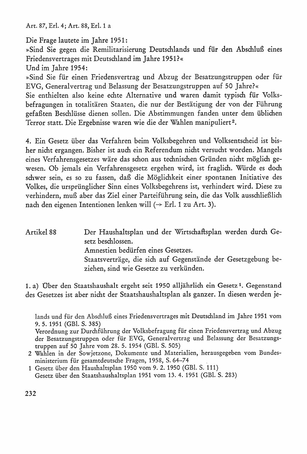 Verfassung der Sowjetischen Besatzungszone (SBZ) Deutschlands [Deutsche Demokratische Republik (DDR)], Text und Kommentar [Bundesrepublik Deutschland (BRD)] 1962, Seite 232 (Verf. SBZ Dtl. DDR Komm. BRD 1962, S. 232)