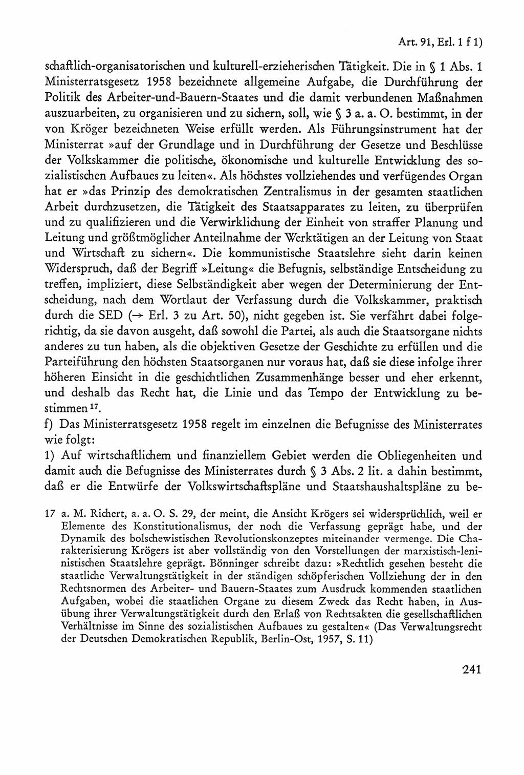 Verfassung der Sowjetischen Besatzungszone (SBZ) Deutschlands [Deutsche Demokratische Republik (DDR)], Text und Kommentar [Bundesrepublik Deutschland (BRD)] 1962, Seite 241 (Verf. SBZ Dtl. DDR Komm. BRD 1962, S. 241)