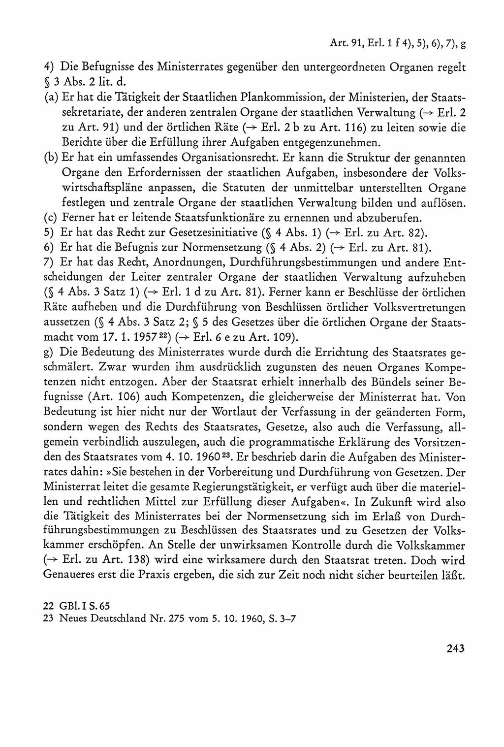 Verfassung der Sowjetischen Besatzungszone (SBZ) Deutschlands [Deutsche Demokratische Republik (DDR)], Text und Kommentar [Bundesrepublik Deutschland (BRD)] 1962, Seite 243 (Verf. SBZ Dtl. DDR Komm. BRD 1962, S. 243)