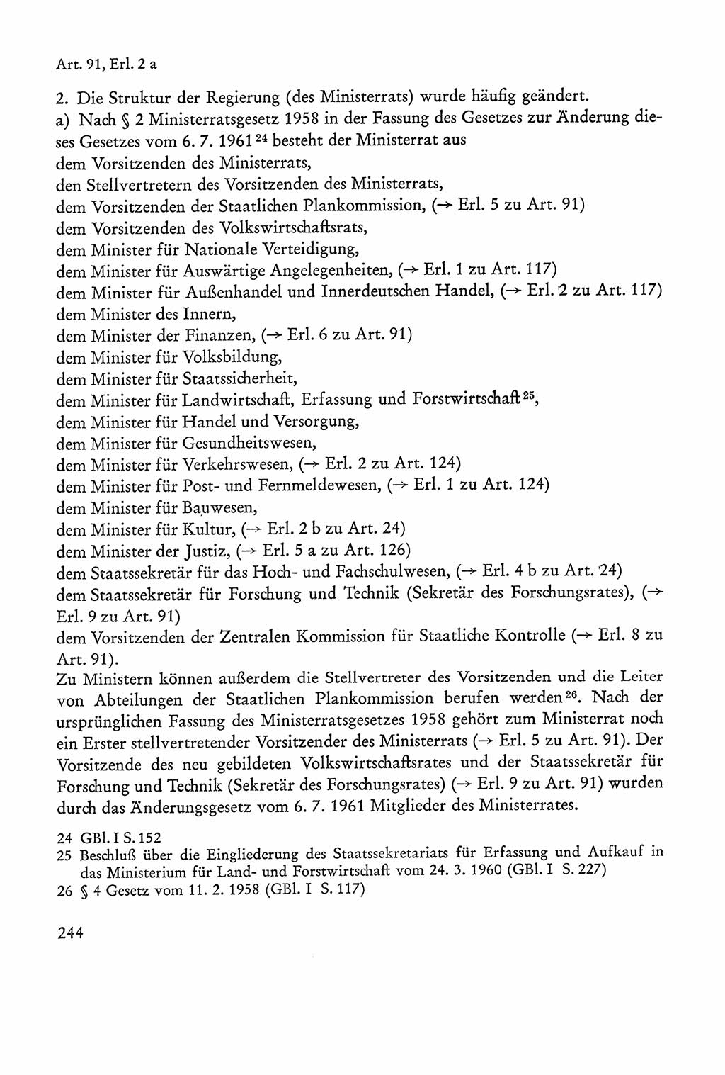 Verfassung der Sowjetischen Besatzungszone (SBZ) Deutschlands [Deutsche Demokratische Republik (DDR)], Text und Kommentar [Bundesrepublik Deutschland (BRD)] 1962, Seite 244 (Verf. SBZ Dtl. DDR Komm. BRD 1962, S. 244)