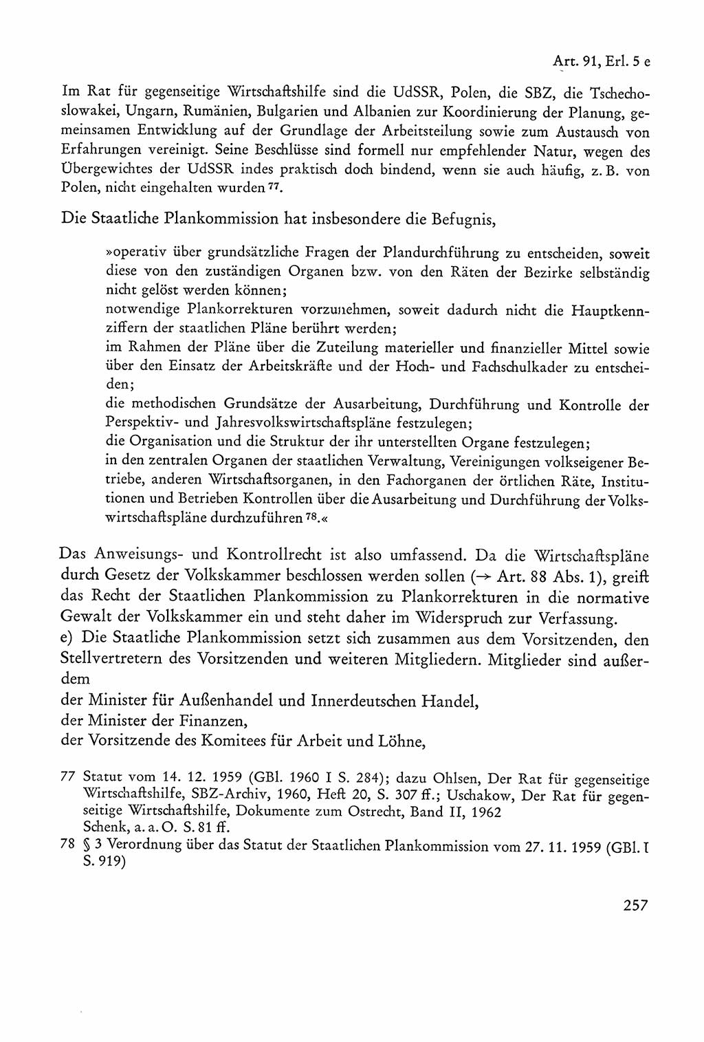 Verfassung der Sowjetischen Besatzungszone (SBZ) Deutschlands [Deutsche Demokratische Republik (DDR)], Text und Kommentar [Bundesrepublik Deutschland (BRD)] 1962, Seite 257 (Verf. SBZ Dtl. DDR Komm. BRD 1962, S. 257)