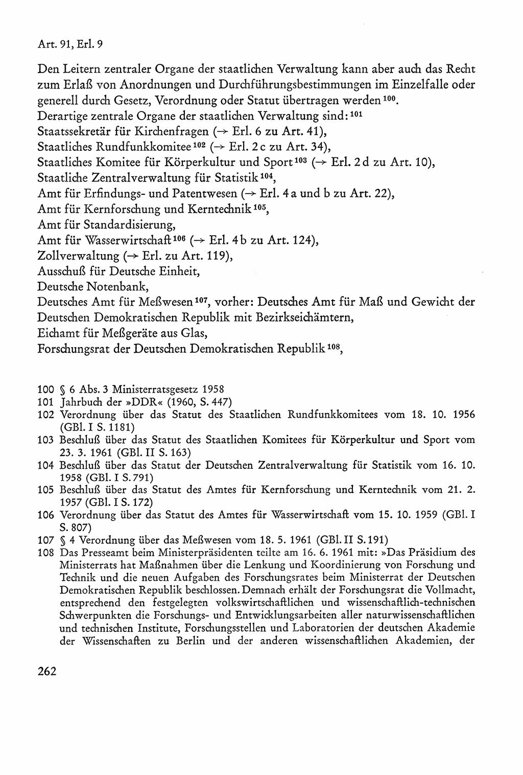 Verfassung der Sowjetischen Besatzungszone (SBZ) Deutschlands [Deutsche Demokratische Republik (DDR)], Text und Kommentar [Bundesrepublik Deutschland (BRD)] 1962, Seite 262 (Verf. SBZ Dtl. DDR Komm. BRD 1962, S. 262)