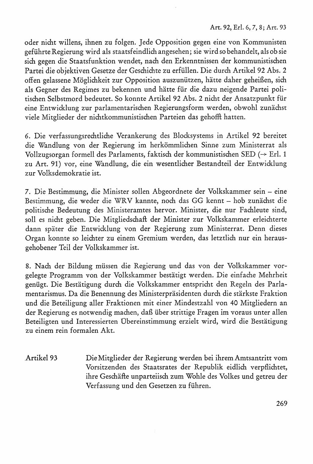 Verfassung der Sowjetischen Besatzungszone (SBZ) Deutschlands [Deutsche Demokratische Republik (DDR)], Text und Kommentar [Bundesrepublik Deutschland (BRD)] 1962, Seite 269 (Verf. SBZ Dtl. DDR Komm. BRD 1962, S. 269)