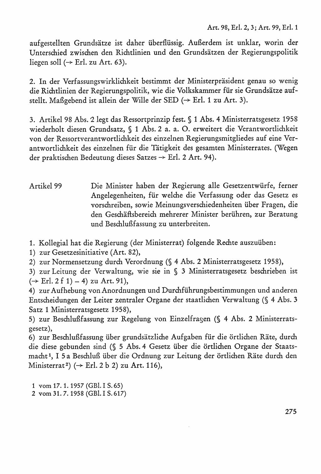 Verfassung der Sowjetischen Besatzungszone (SBZ) Deutschlands [Deutsche Demokratische Republik (DDR)], Text und Kommentar [Bundesrepublik Deutschland (BRD)] 1962, Seite 275 (Verf. SBZ Dtl. DDR Komm. BRD 1962, S. 275)