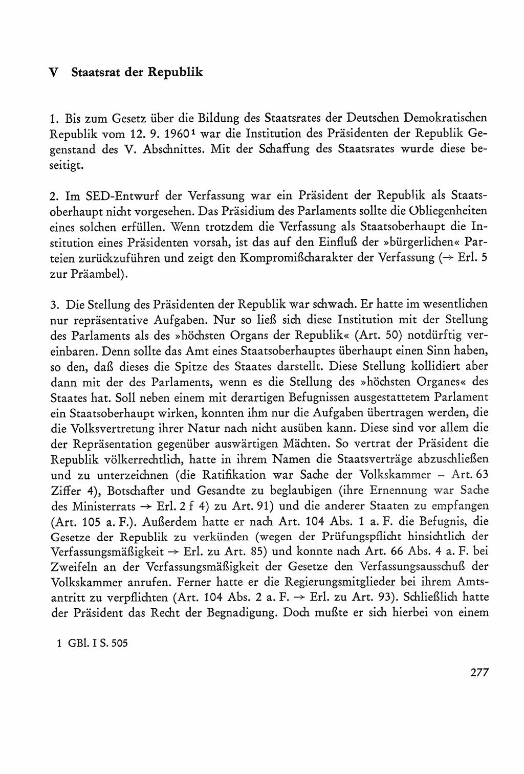 Verfassung der Sowjetischen Besatzungszone (SBZ) Deutschlands [Deutsche Demokratische Republik (DDR)], Text und Kommentar [Bundesrepublik Deutschland (BRD)] 1962, Seite 277 (Verf. SBZ Dtl. DDR Komm. BRD 1962, S. 277)