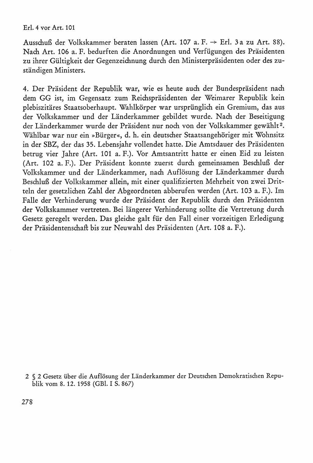 Verfassung der Sowjetischen Besatzungszone (SBZ) Deutschlands [Deutsche Demokratische Republik (DDR)], Text und Kommentar [Bundesrepublik Deutschland (BRD)] 1962, Seite 278 (Verf. SBZ Dtl. DDR Komm. BRD 1962, S. 278)