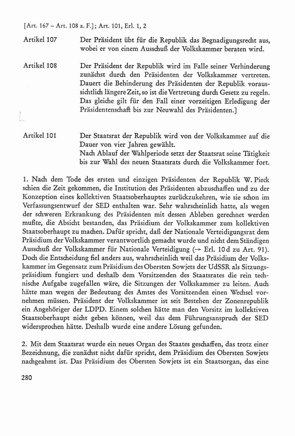 Verfassung der Sowjetischen Besatzungszone (SBZ) Deutschlands [Deutsche Demokratische Republik (DDR)], Text und Kommentar [Bundesrepublik Deutschland (BRD)] 1962, Seite 280 (Verf. SBZ Dtl. DDR Komm. BRD 1962, S. 280)