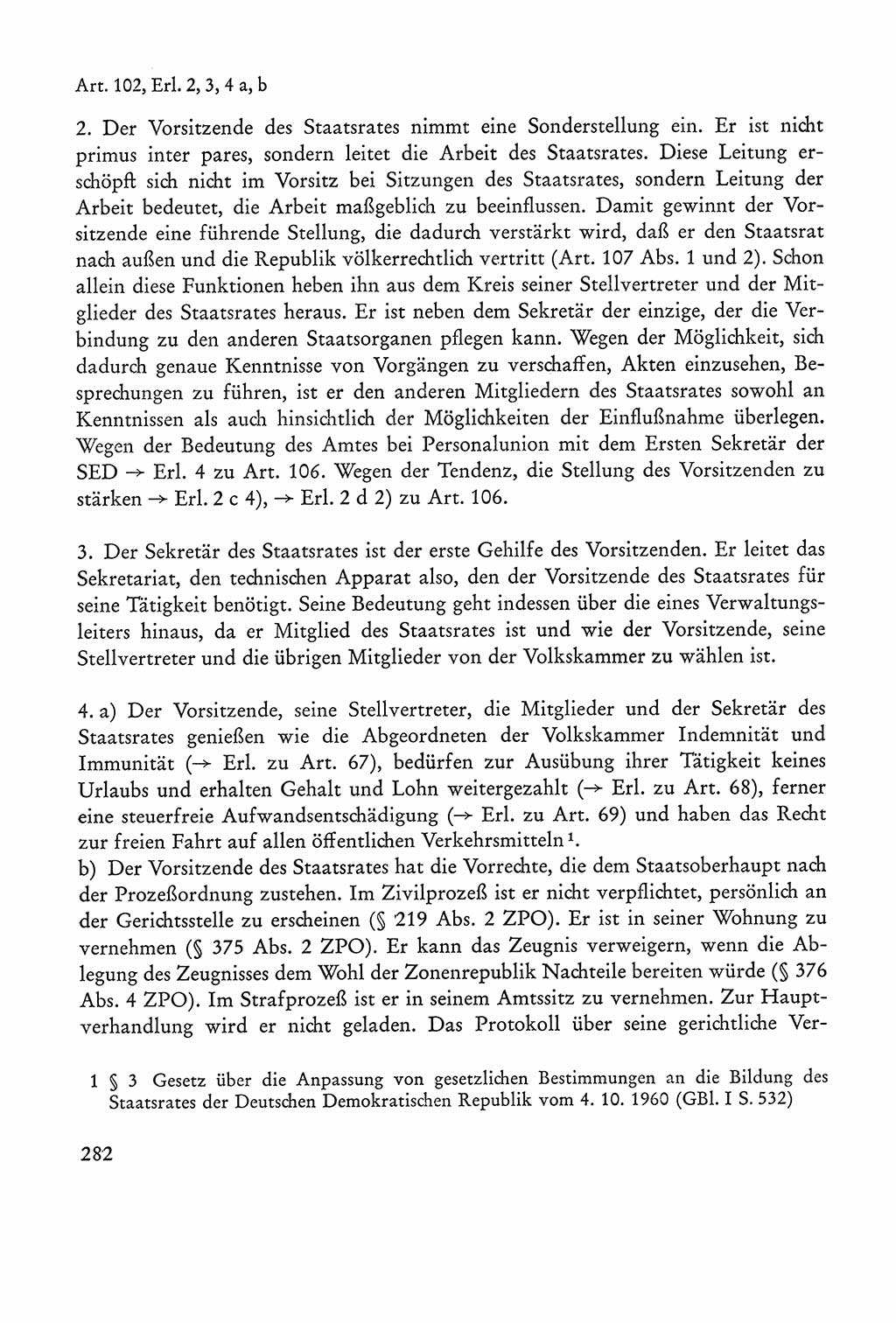 Verfassung der Sowjetischen Besatzungszone (SBZ) Deutschlands [Deutsche Demokratische Republik (DDR)], Text und Kommentar [Bundesrepublik Deutschland (BRD)] 1962, Seite 282 (Verf. SBZ Dtl. DDR Komm. BRD 1962, S. 282)