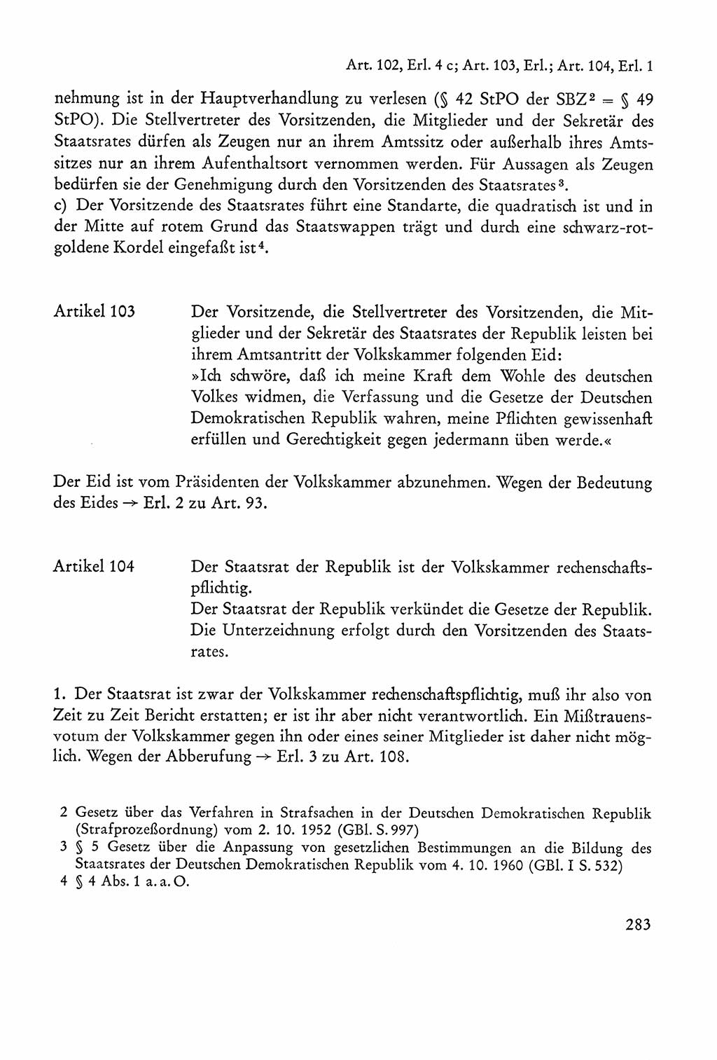 Verfassung der Sowjetischen Besatzungszone (SBZ) Deutschlands [Deutsche Demokratische Republik (DDR)], Text und Kommentar [Bundesrepublik Deutschland (BRD)] 1962, Seite 283 (Verf. SBZ Dtl. DDR Komm. BRD 1962, S. 283)