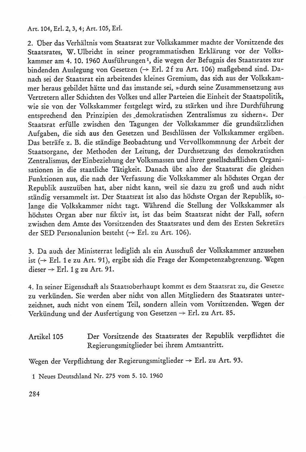 Verfassung der Sowjetischen Besatzungszone (SBZ) Deutschlands [Deutsche Demokratische Republik (DDR)], Text und Kommentar [Bundesrepublik Deutschland (BRD)] 1962, Seite 284 (Verf. SBZ Dtl. DDR Komm. BRD 1962, S. 284)