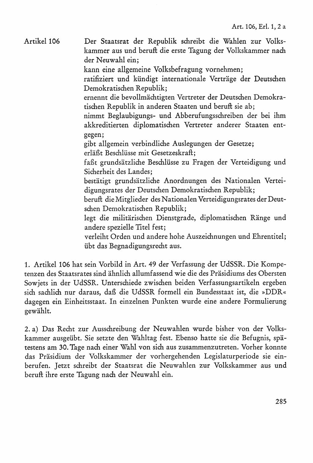 Verfassung der Sowjetischen Besatzungszone (SBZ) Deutschlands [Deutsche Demokratische Republik (DDR)], Text und Kommentar [Bundesrepublik Deutschland (BRD)] 1962, Seite 285 (Verf. SBZ Dtl. DDR Komm. BRD 1962, S. 285)