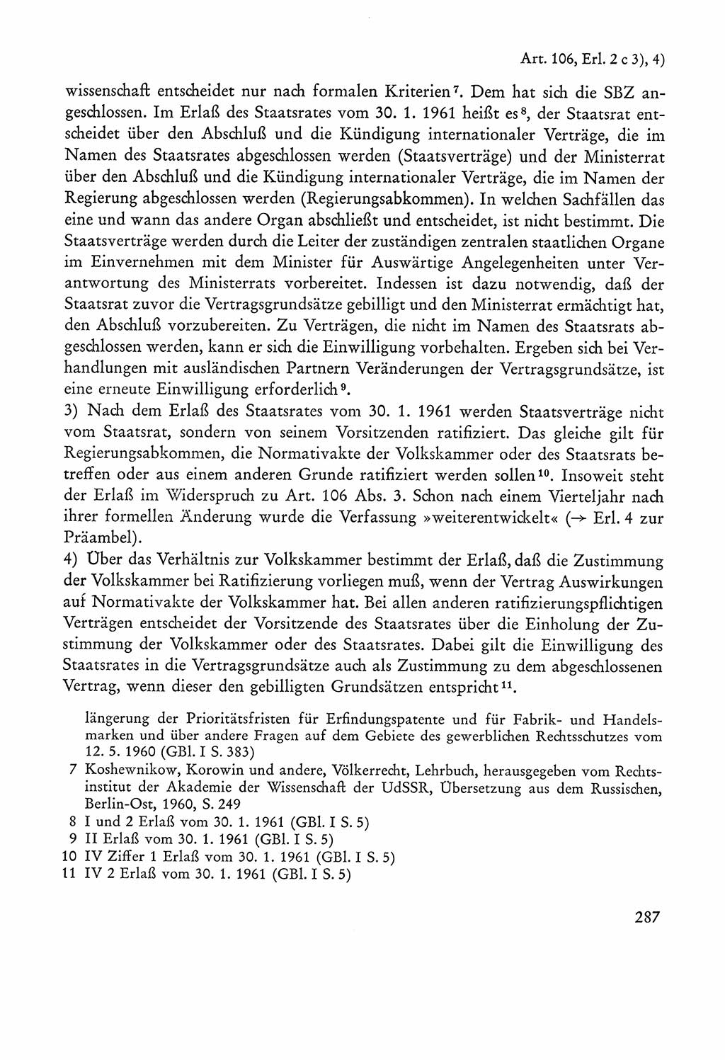 Verfassung der Sowjetischen Besatzungszone (SBZ) Deutschlands [Deutsche Demokratische Republik (DDR)], Text und Kommentar [Bundesrepublik Deutschland (BRD)] 1962, Seite 287 (Verf. SBZ Dtl. DDR Komm. BRD 1962, S. 287)