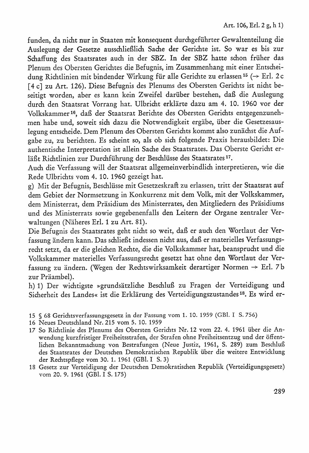 Verfassung der Sowjetischen Besatzungszone (SBZ) Deutschlands [Deutsche Demokratische Republik (DDR)], Text und Kommentar [Bundesrepublik Deutschland (BRD)] 1962, Seite 289 (Verf. SBZ Dtl. DDR Komm. BRD 1962, S. 289)