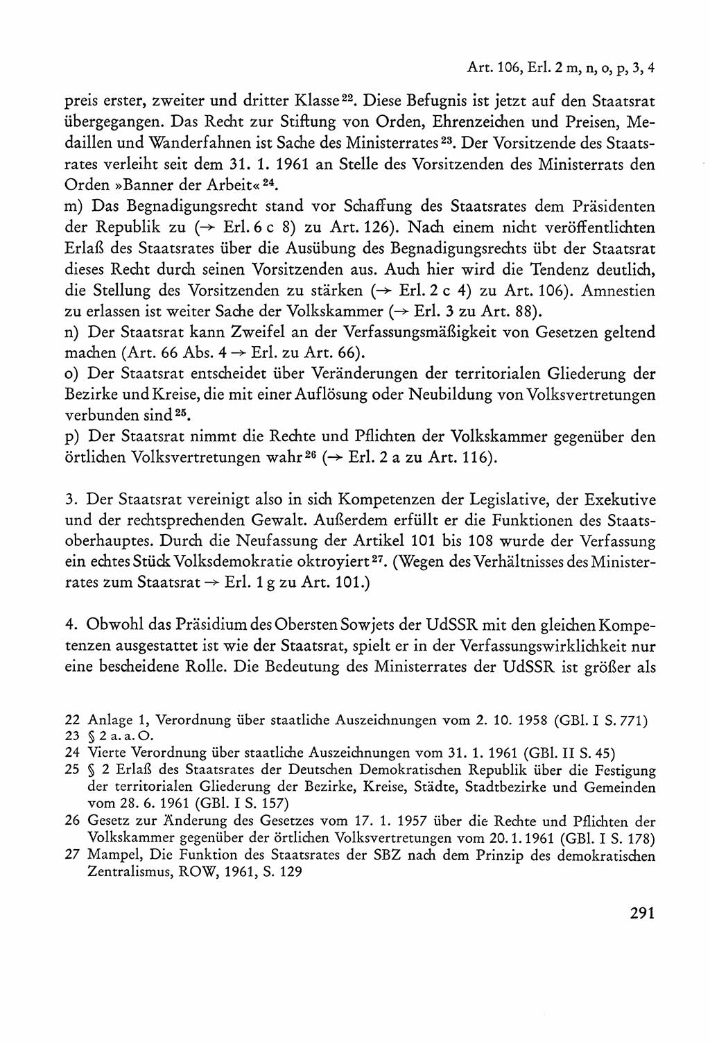Verfassung der Sowjetischen Besatzungszone (SBZ) Deutschlands [Deutsche Demokratische Republik (DDR)], Text und Kommentar [Bundesrepublik Deutschland (BRD)] 1962, Seite 291 (Verf. SBZ Dtl. DDR Komm. BRD 1962, S. 291)