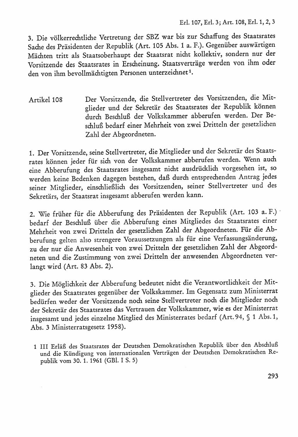 Verfassung der Sowjetischen Besatzungszone (SBZ) Deutschlands [Deutsche Demokratische Republik (DDR)], Text und Kommentar [Bundesrepublik Deutschland (BRD)] 1962, Seite 293 (Verf. SBZ Dtl. DDR Komm. BRD 1962, S. 293)