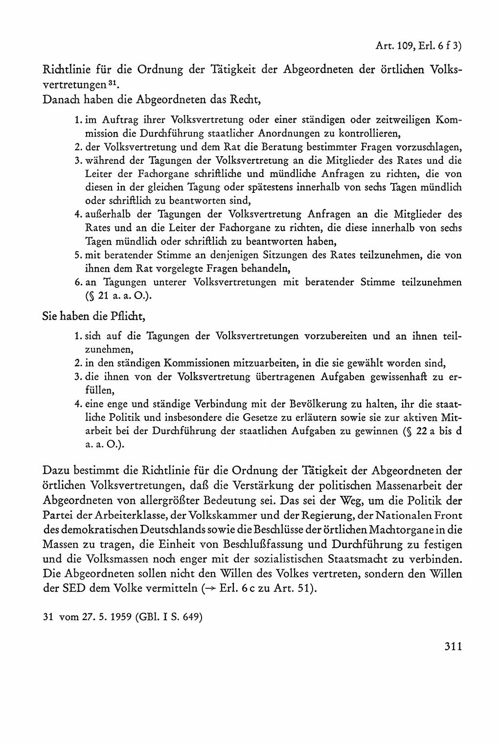 Verfassung der Sowjetischen Besatzungszone (SBZ) Deutschlands [Deutsche Demokratische Republik (DDR)], Text und Kommentar [Bundesrepublik Deutschland (BRD)] 1962, Seite 311 (Verf. SBZ Dtl. DDR Komm. BRD 1962, S. 311)